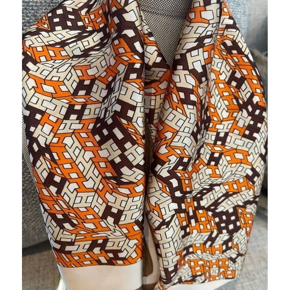 70cmx70cm Square Brown/Orange Scarf